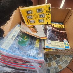 Box of Vintage San Diego Padres Magazines and lineup sheets