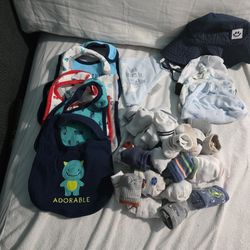 Bundle Of Baby Bibs, Socks And Beanies