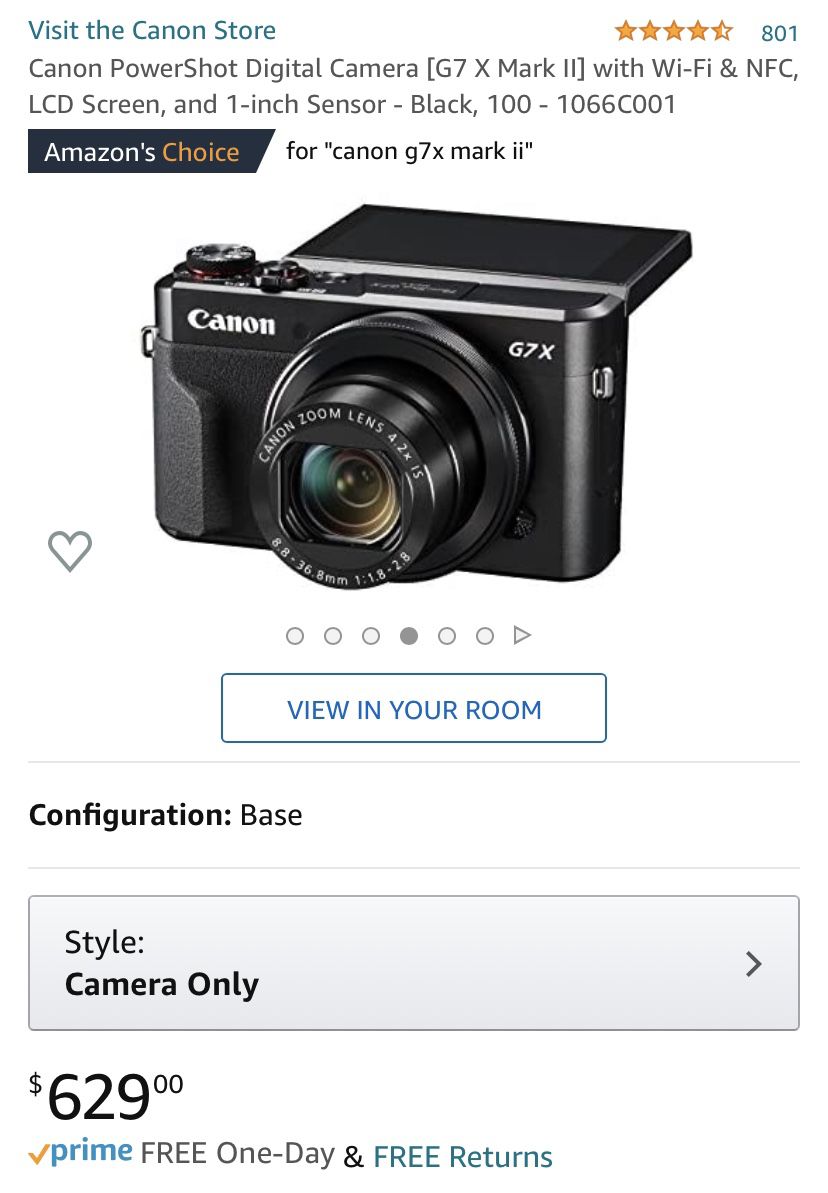 Canon PowerShot Digital Camera [G7 X Mark II]