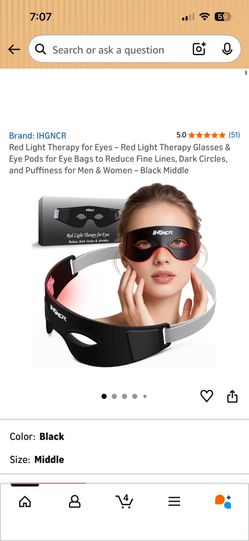 Red Light Therapy for Eyes – Red Light Therapy Glasses & Eye Pods for Eye Bags to Reduce Fine Lines, Dark Circles, and Puffiness for Men & Women – Bla