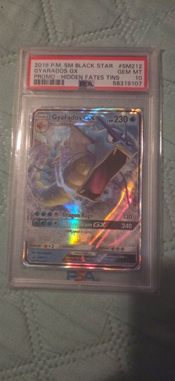 2019 Pokemon Sun & Moon Promo Gyarados GX #SM212 Hidden Fates Tin - PSA 10 GEM MINT