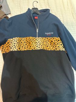 Supreme Leopard Print Quarter Zip - Mens M