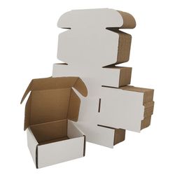 4x4x2'' Small Shipping Boxes 25 Pack, White Corrugated Cardboard Literature Mailers
