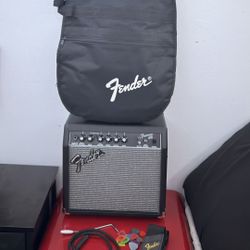 Squier Stratocaster Electric Guitar + Fender Frontman 15G Amp Bundle  