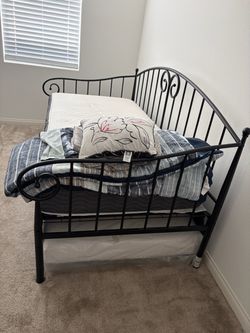 Black Metal Twin Bed Frame with Mattress