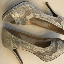 Fancy Wedding Silver Women Shoe 7.5