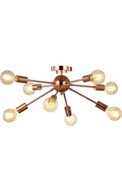 Copper 8-Light Iron Sputnik Flush-Mount