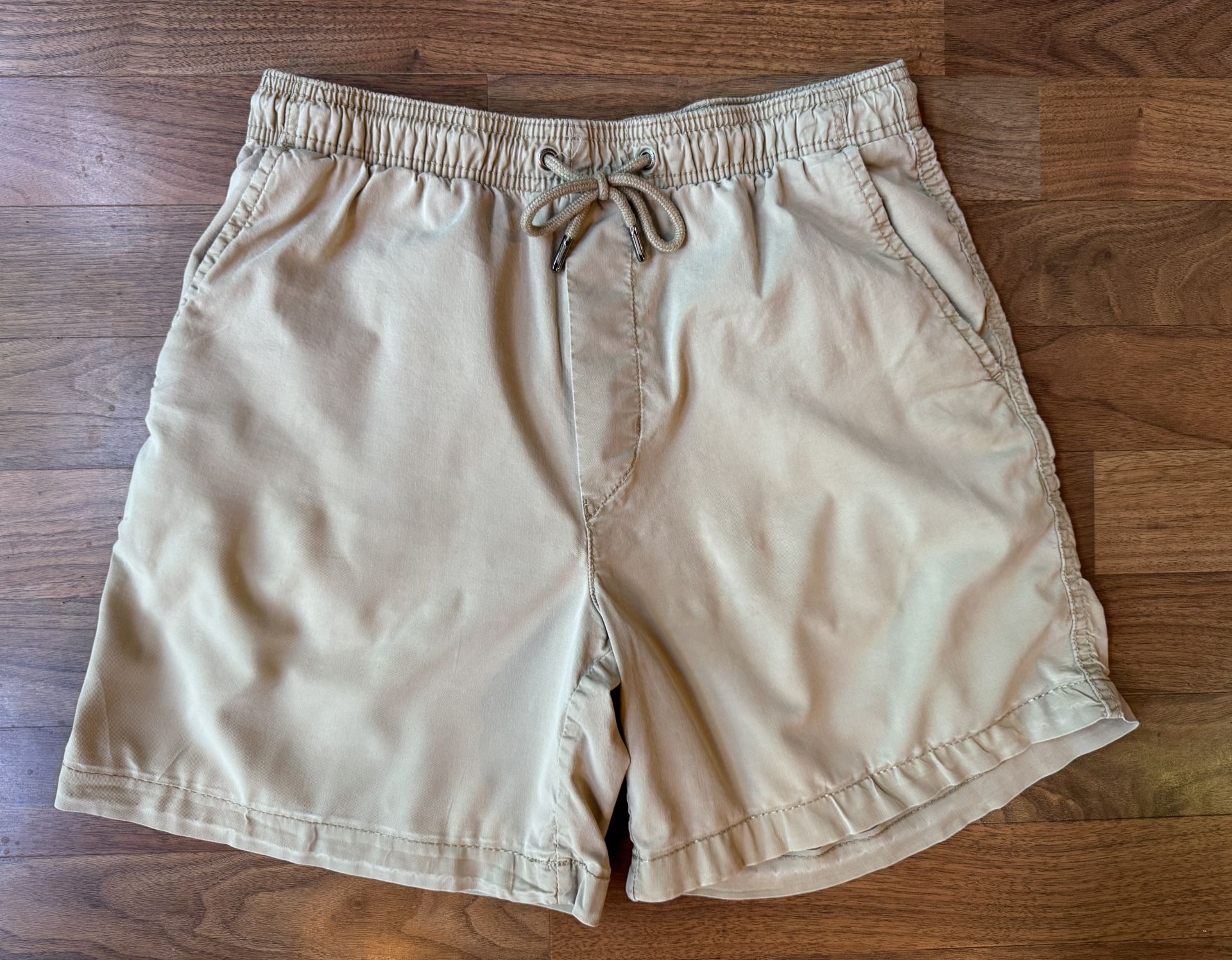 American Eagle Flex Lived In Trekker Shorts Khaki Beige Pull On Mens SML