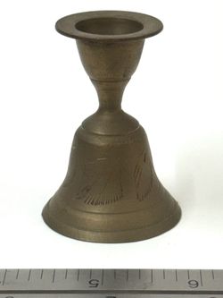 ⭐️ VINTAGE Brass Etched India Bell Candlestick Holder
