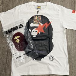 White And Black Bape T Shirt Size Small