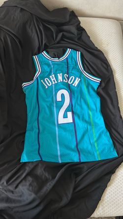 Charlotte Hornets Larry Johnson Mitchell & Ness Teal 1992/93 Hardwood Classics Swingman Jersey