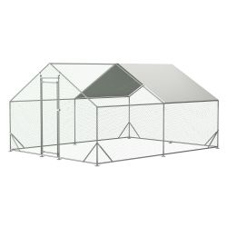 Large Metal Chicken Coop, Walk-in Chicken Run,Galvanized Wire Poultry Chicken Hen Pen Cage, Rabbits Duck Cages with Waterproof and Anti-Ultraviolet Co