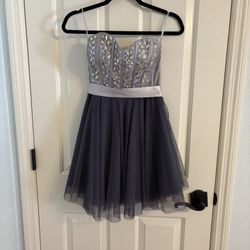  Nights by Teeze Me Grey Jeweled Strapless Homecoming  Mini Dress Size 3 