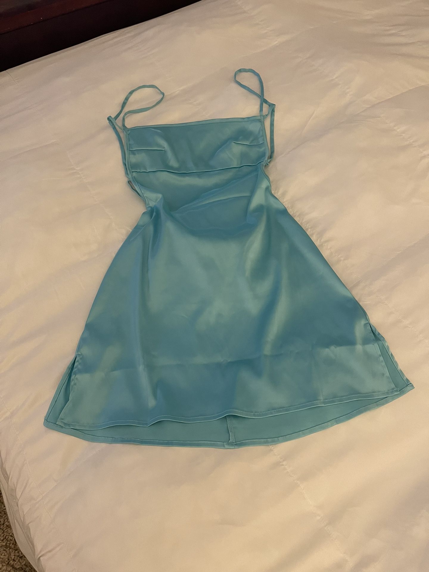 REDUCED! Women’s Size Small Baby Blue Satin Slip Dress 