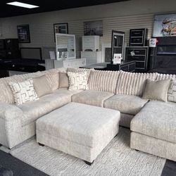 New Large U Shape Sectional Available In Beige & Dark Gray. 