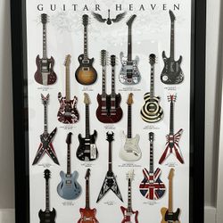 Large Guitar Heaven Framed Poster Decor Wall Art Music
