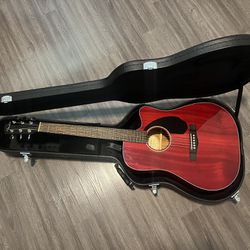 Red Cherry Fender Acoustic-Electric Guitar 