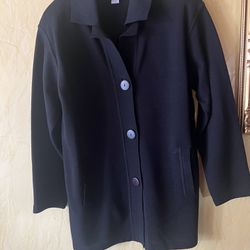 Vtg ADELE JOYCE Black  acrylic wool cardigan sweater jacket XS Brand New 