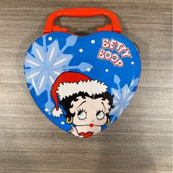 Vintage Betty Boop Santa Heart Shaped Lunch Box 2001 Christmas Tin