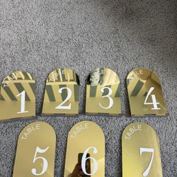 Gold Mirror Table Signs 