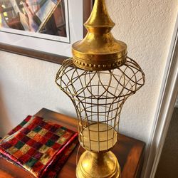 Vintage Gold Leafed Metal Candelabra with Lid