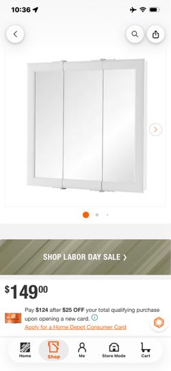 White Triple-Door Medicine Cabinet with Mirror