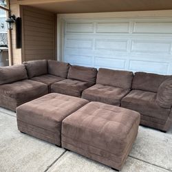 Comfy Costco Modular Sectional Couch/Sofa with Two Ottomans | FREE DELIVERY