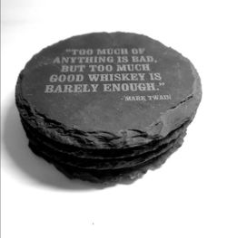 Artisanal mixology. Set of four coasters with black granite chilling stones. In perfect condition.