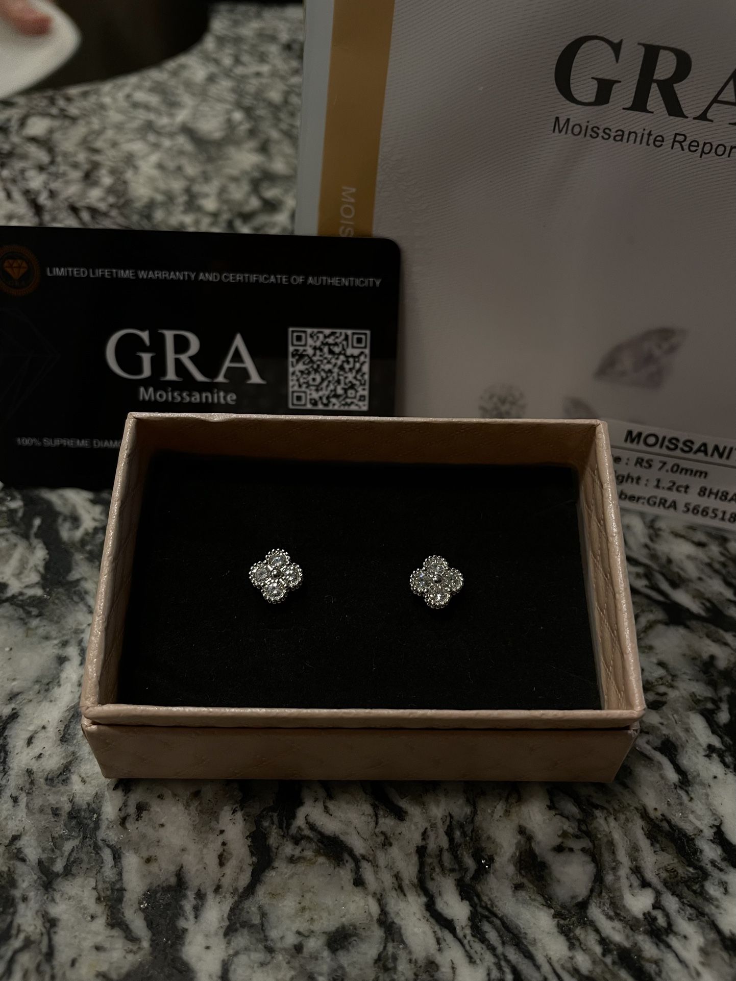 Moissanite Clover Stud Earrings