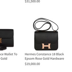 Hermes Constance 18 Black Epsom Rose Gold ( Original Price 19k ) 