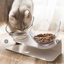 🔥 🔥 Non slip cute double cat bowl. White