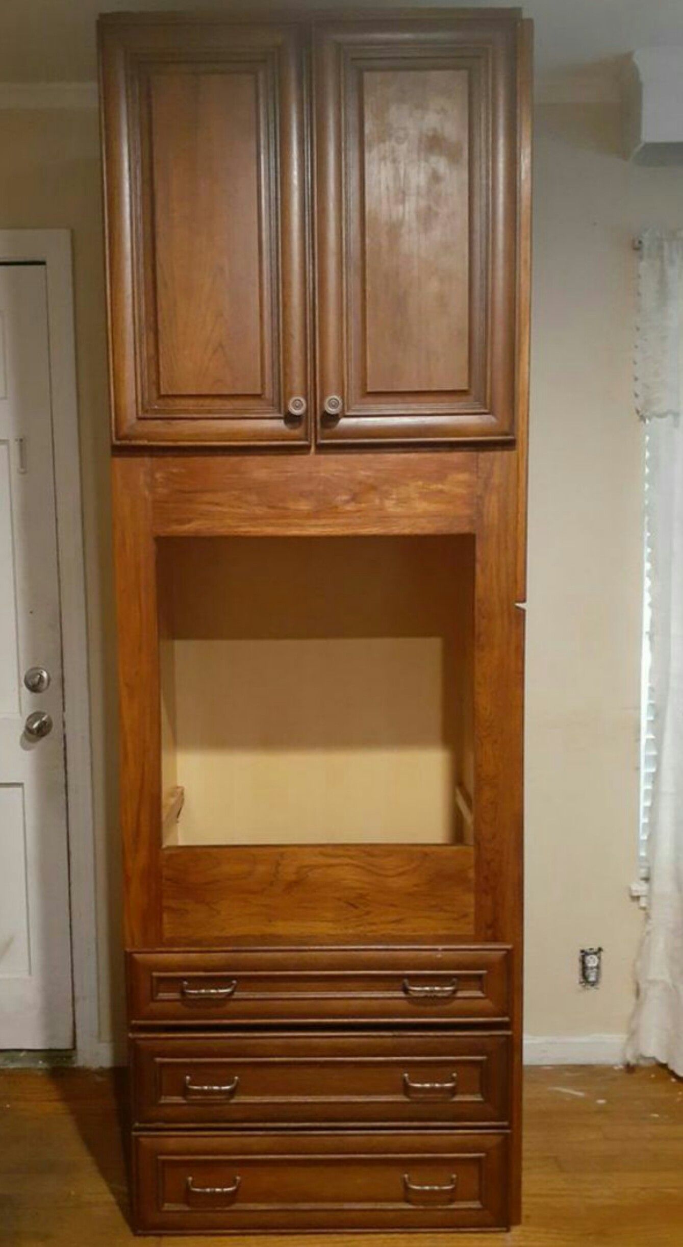 Solid Wood Kitchen Oven Pantry Cabinet