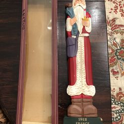 GRANDEUR NOEL CARVED WOODEN SANTA FROM 1912 FRANCE 15.5" TALL