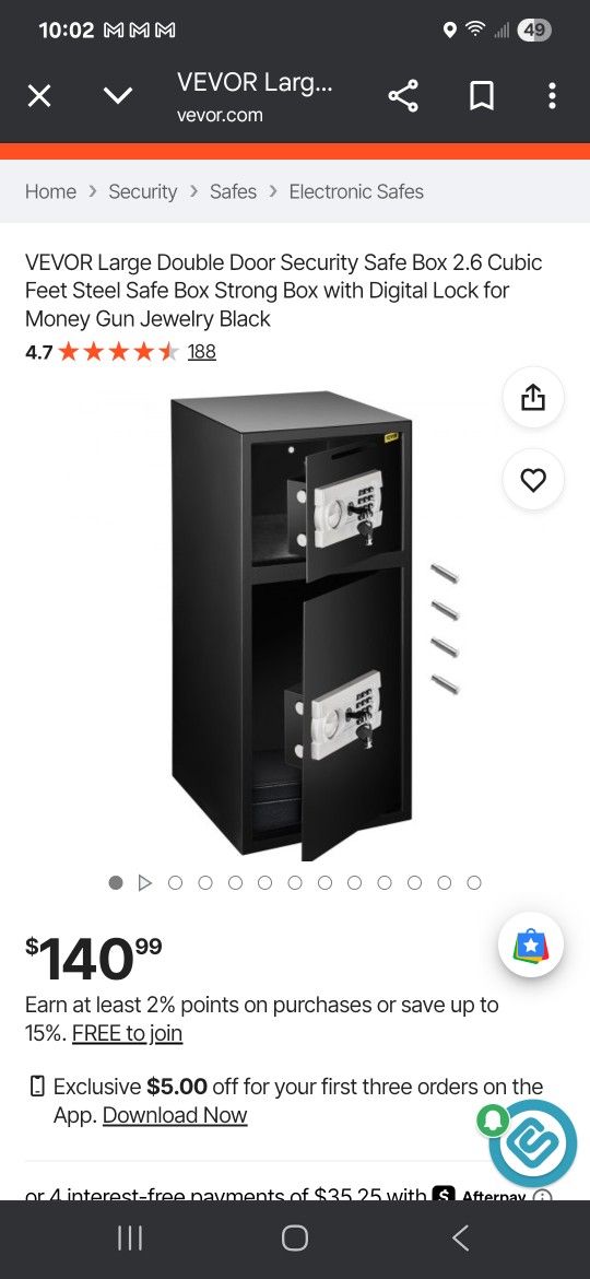 Dual Safe With Cash Drop And Keys