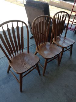 3 matching wood chairs