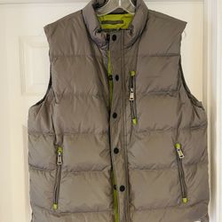 Men’s Orvis Essex Puffer Down Gray/Green Vest Size Large