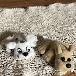 Bundle of 2 Kennel Kuddlee 2” mini plush puppies Tara Toy Corp Dalmation and the other light brown