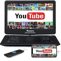  17.9" Portable DVD Player with 15.6'' Large Screen 6 Hours Rechargeable Battery Support HDMI Input, Sync Screen, Last Memory, Region Free, 