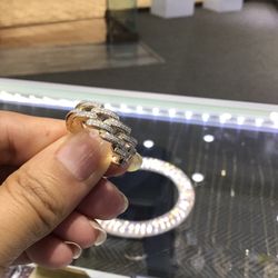 10k Gold Cuban Diamond Ring Men’s ..3D Style ..💎💎💎