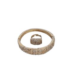 Fashion Bracelet Ring Jewelry set 15k Gold Plated Crystal Open bracelet ring set