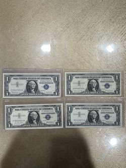 4 x 1957 $1 Silver Certificate Notes Blue Seal Uncirculated