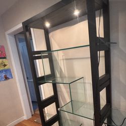 Modern Glass Display Shelf with Lights – Excellent Condition  