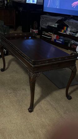 Wood Glass-Top Table console or coffee table