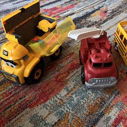 TOYS. Construction Truck, Fire Truck And School Bus