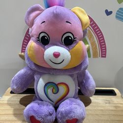 CAREBEAR WITH HOODIE -  LAVENDER WITH GOLDEN WINGS -  13 INCHES