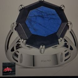  OCTAGON CUT OF MALAGASY LABRADORITE.  BEAUTIFULLY FACETED, *NATURAL STERLING SILVER SETTING . SIZE 7.