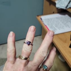 Size 6 Sterling Silver Amthyst Heart Ring