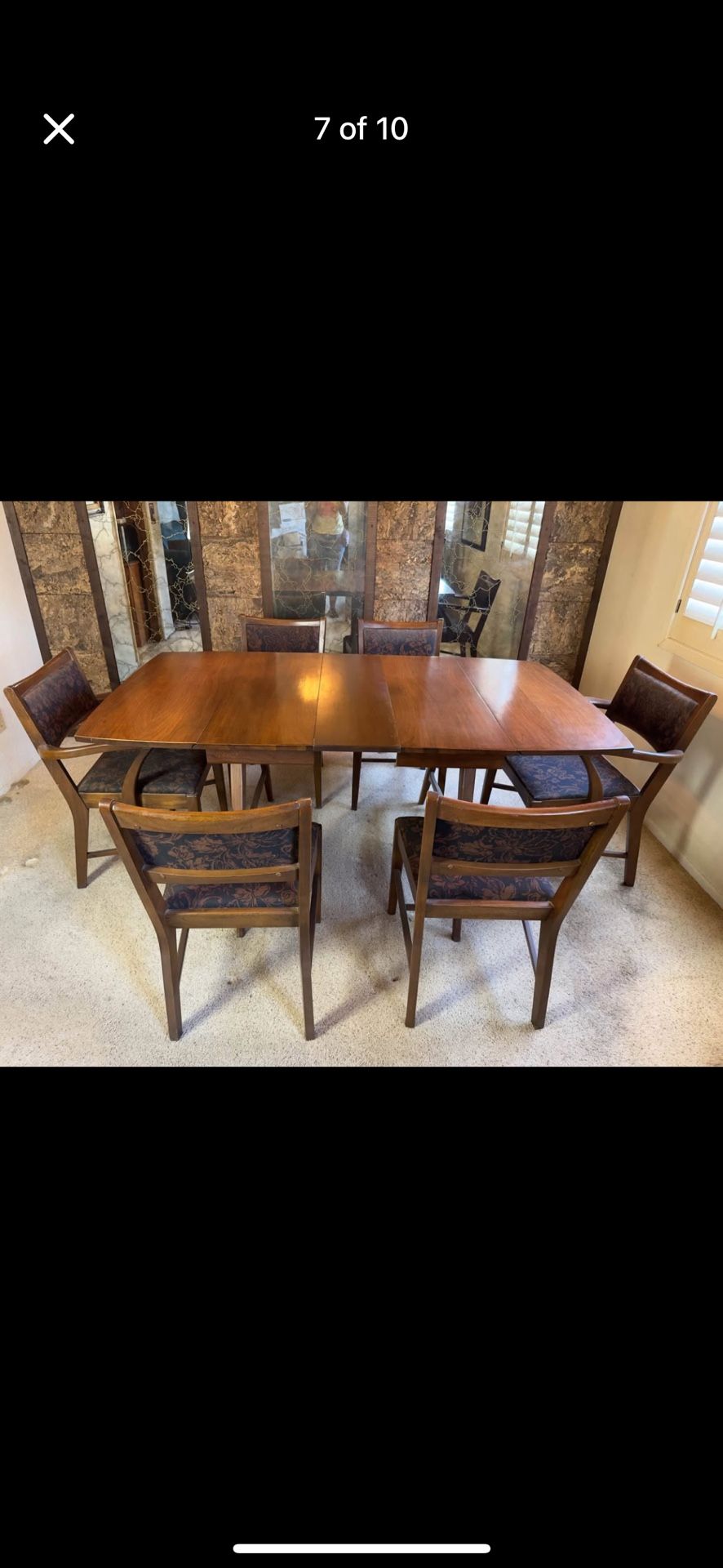 Mid century Modern MCM Walnut Drop Leaf Table And 6 Chairs
