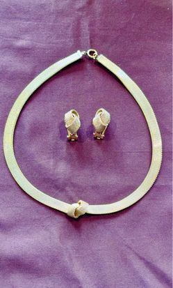 Henkel & Grossé Germany 1965 Mesh Knot 16” Choker Necklace & Clip on Earrings Set Vintage!