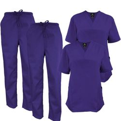 2 Pairs Purple Scrubs Natural Uniforms 